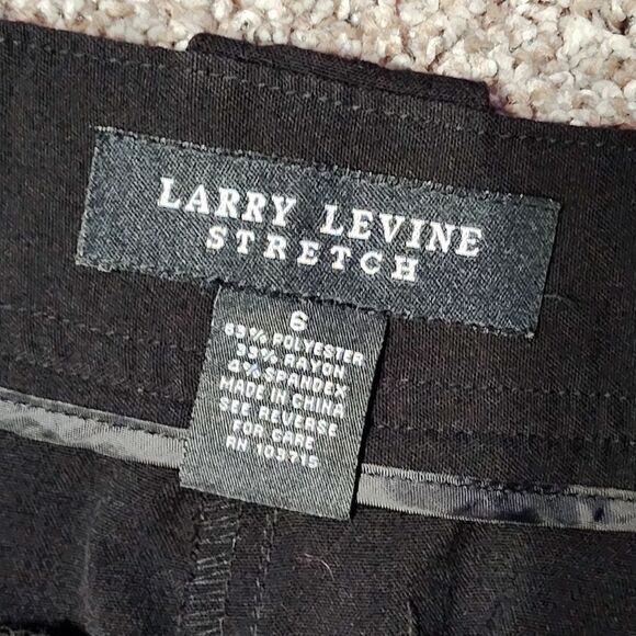 LARRY Levine WIDE Leg STRETCH Black Career Pants Work Trousers Slacks 6 like new - Picture 5 of 8